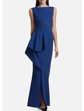 Chiara Boni La Petite Robe Quirina Blue Peplum Gown Dress Size 46 New With Tags